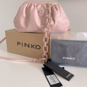Pinko Rare Blush Clutch Removable Chain Strap w/ box & dust bag $395